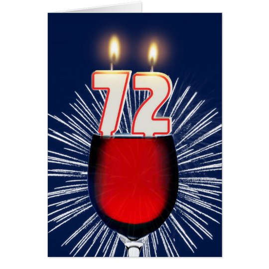 72nd Birthday with wine and candles Card