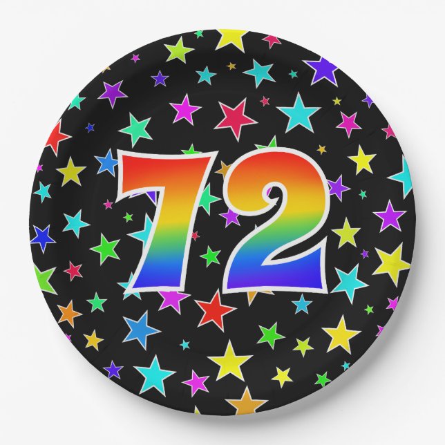 72nd Event: Bold, Fun, Colourful Rainbow 72 Paper Plate (Front)