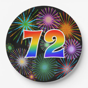 72nd Event - Fun, Colourful, Bold, Rainbow 72 Paper Plate