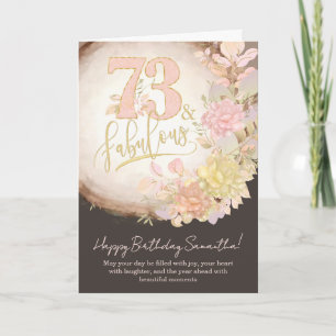 73 & Fabulous Floral Photo Personalized Birthday Card