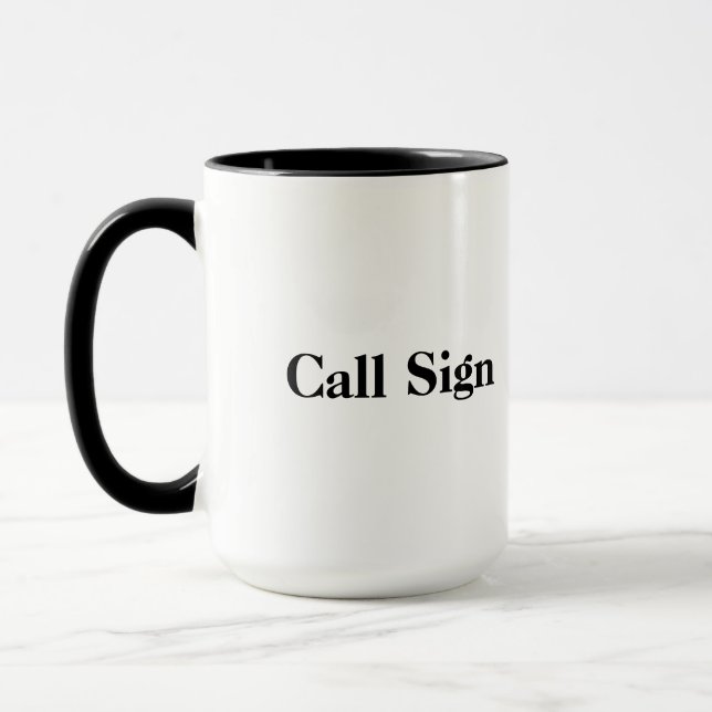 73 Ham Radio Mug Customize With Call Sign (Left)