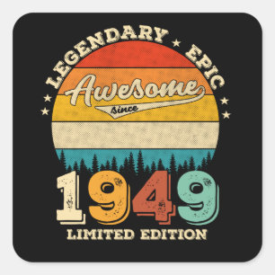 73 Year Old Awesome Since 1949 73rd Birthday Gift Square Sticker