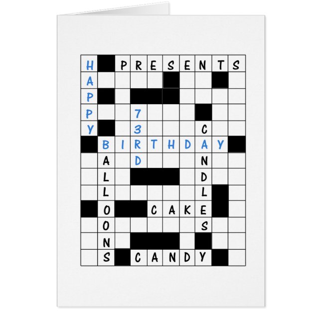 73e anniversaire, jeu de mots croisés (Devant)