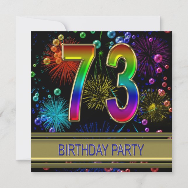 73e fête d'anniversaire Invitation avec bulles (Devant)