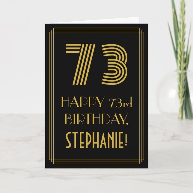 73rd Birthday: Art Deco Inspired Look "73" & Name Card (Front)