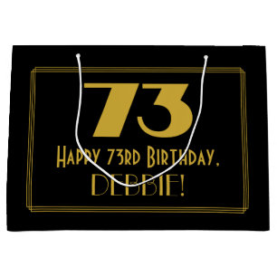 73rd Birthday — Art Deco Inspired Look "73" & Name Large Gift Bag