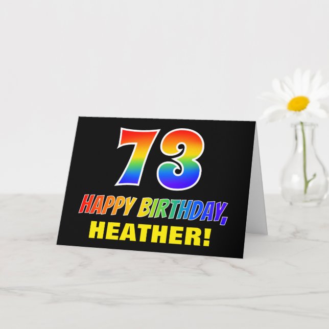 73rd Birthday: Bold, Fun, Simple, Rainbow 73 Card (Small Plant)