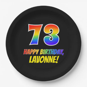 73rd Birthday: Bold, Fun, Simple, Rainbow 73 Paper Plate