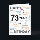 73rd Birthday Card<br><div class="desc">Birthday Card Inside: May your special day be filled with joy, laughter, and unforgettable moments that you can cherish for years to come. Wishing you all the happiness in the world on your birthday and always! Description: Let's commemorate the incredible 73rd birthday milestone with our delightful Happy 73rd Birthday card!...</div>