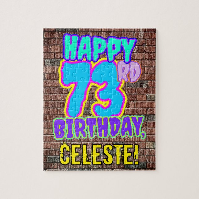 73rd Birthday ~ Fun, Urban Graffiti Inspired Look Jigsaw Puzzle (Vertical)