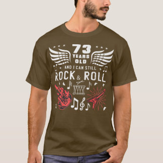 73rd Birthday Gag Turning 73 Years Old Guitar Drum T-Shirt