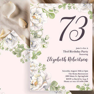 73rd Birthday Invitation Blush Pink Floral Peonies