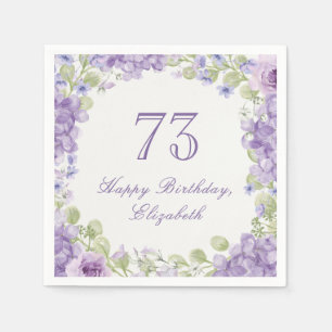 73rd Birthday Napkins Elegant Purple Floral