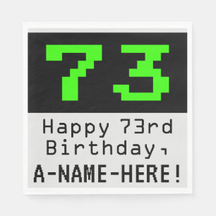 73rd Birthday - Nerdy / Geeky Style "73" & Name Napkin