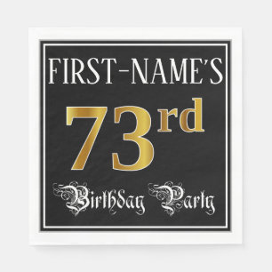73rd Birthday Party — Fancy Script, Faux Gold Look Napkin