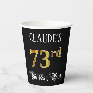 73rd Birthday Party — Fancy Script, Faux Gold Look Paper Cups