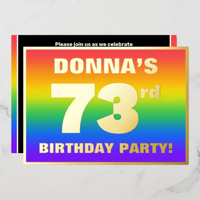 73rd Birthday Party: Fun, Colourful Rainbow Patter (Front/Back)