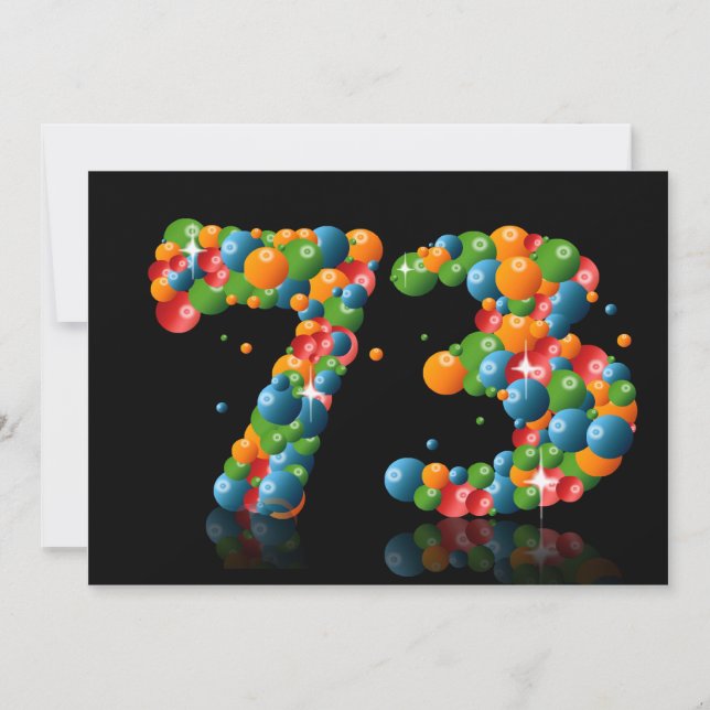 73rd Birthday party, with bubbles and balls Invitation (Front)