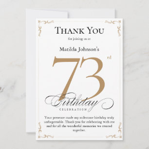 73rd Birthday Thank You Card with Tribute