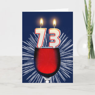 73rd Birthday with wine and candles Card