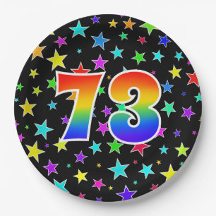 73rd Event: Bold, Fun, Colourful Rainbow 73 Paper Plate