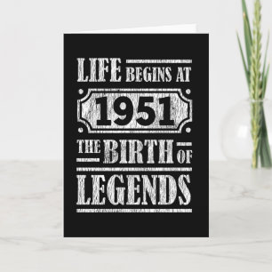 74 Year Old 1951 Birth Of Legend 74th Birthday Card