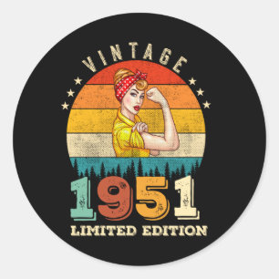 74 Year Old Bday 1951 Vintage 74th Birthday Women Classic Round Sticker