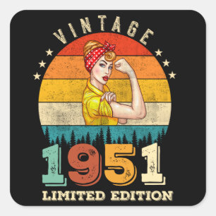 74 Year Old Bday 1951 Vintage 74th Birthday Women Square Sticker