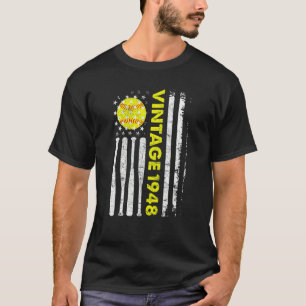 74 Year Old Vintage 1948 American Flag 74th Birth T-Shirt