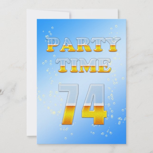 74e anniversaire invitation à la fête avec bière (Devant)