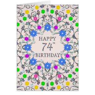 74th Birthday Abstract Flowers 