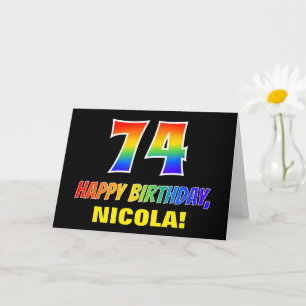 74th Birthday: Bold, Fun, Simple, Rainbow 74 Card
