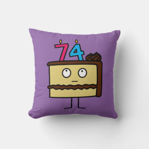 74th Birthday Cake with Candles Throw Pillow