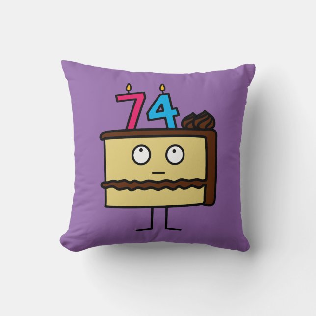 74th Birthday Cake with Candles Throw Pillow (Front)
