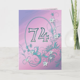 74th Birthday card with diamond stars