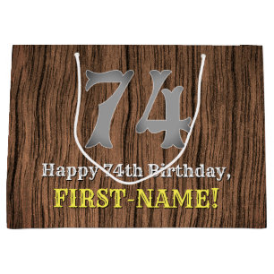 74th Birthday: Country Western Inspired Look, Name Large Gift Bag