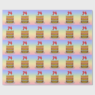 74th Birthday: Fun Cake and Candles + Custom Name Wrapping Paper
