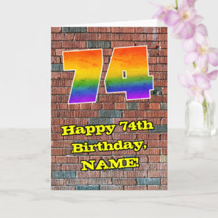 74th Birthday: Fun Graffiti-Inspired Rainbow 74 Card