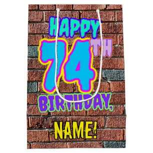 74th Birthday: Fun, Urban Graffiti Inspired Look Medium Gift Bag