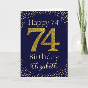 74th Birthday Golden Glitter Card