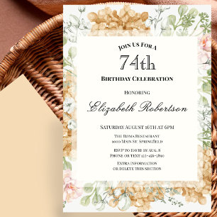 74th Birthday Invitation in Elegant Autumn Colours