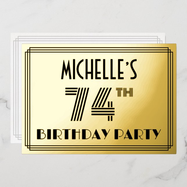 74th Birthday Party — Art Deco Style “74” & Name (Front/Back)