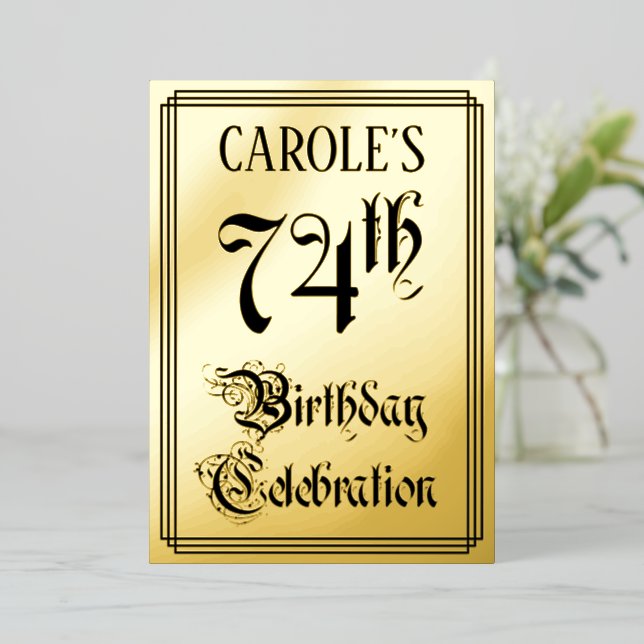 74th Birthday Party — Elegant Script + Custom Name (Standing Front)