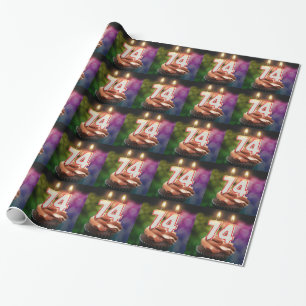 74th birthday with candles wrapping paper