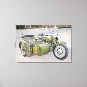 750B-2 army motorcycle with a sidecar blur Canvas Print