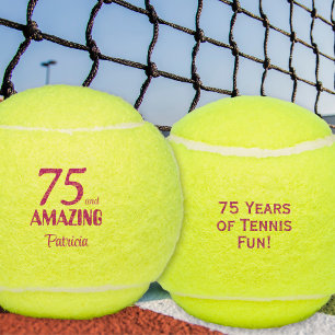 75 and Amazing Pink Tennis Birthday Gift Balls