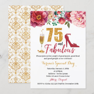 75 and Fabulous Birthday Invitation for Women