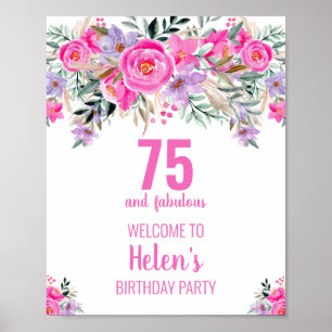 75 and fabulous pink elegant birthday party  poste poster