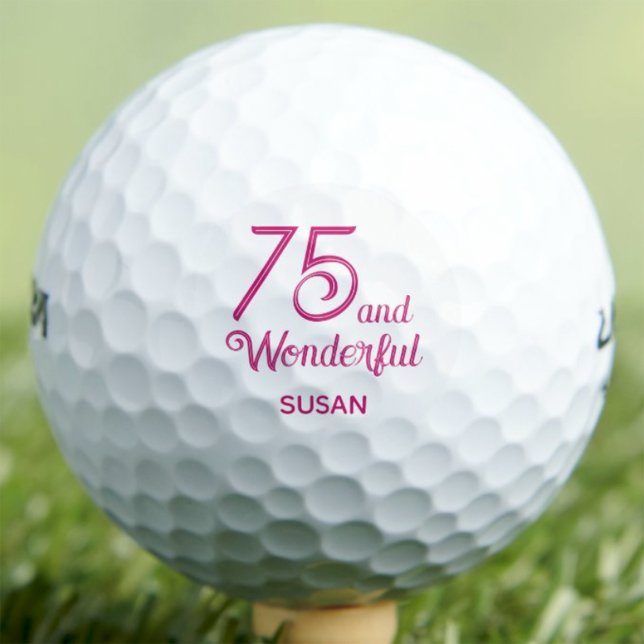 75 and Wonderful Gift for Cousin – Pink Script Golf Balls (Creator Uploaded)