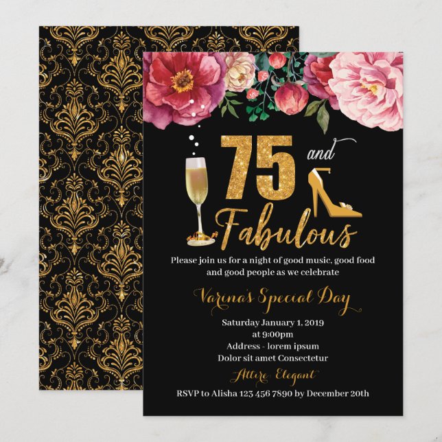 75 et fabuleuse invitation d'anniversaire pour les (Devant / Derrière)